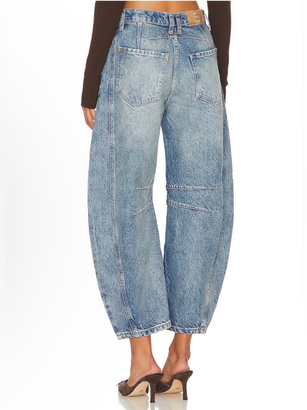 Free People Washed Light Blue Wide-Leg Crop Jeans - Picture 3 of 10